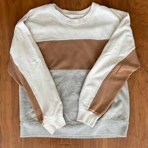 Abercrombie & Fitch Women's Colorblock Sweatshirt - Cream, Tan, and Gray